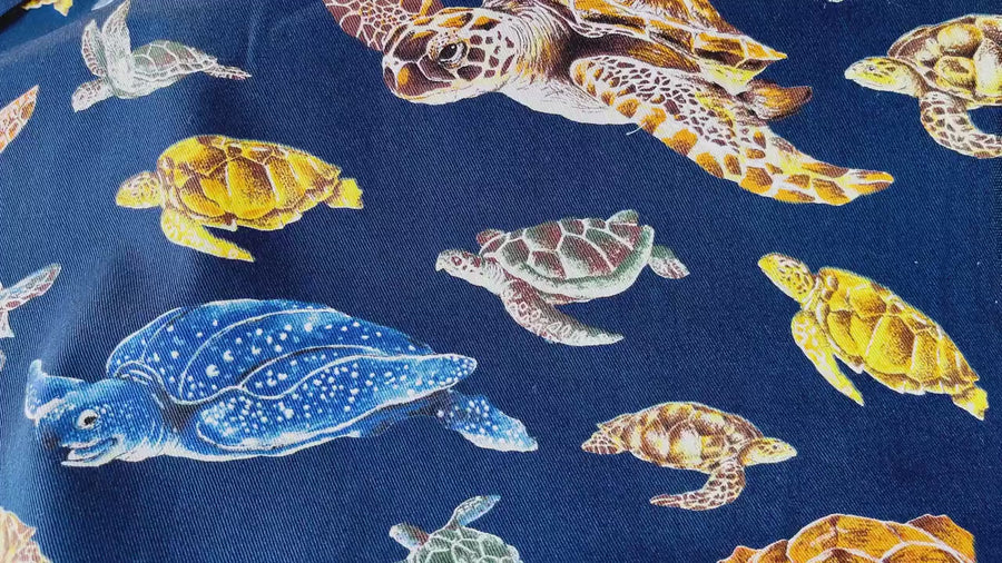 Sea Turtle Japanese Fabric  Blue Twill Fabric KTS-6606