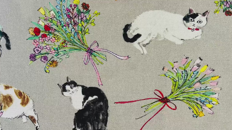 Cat-Cat fabric-Paper message sewing-Japanese fabric-EGXA-8005