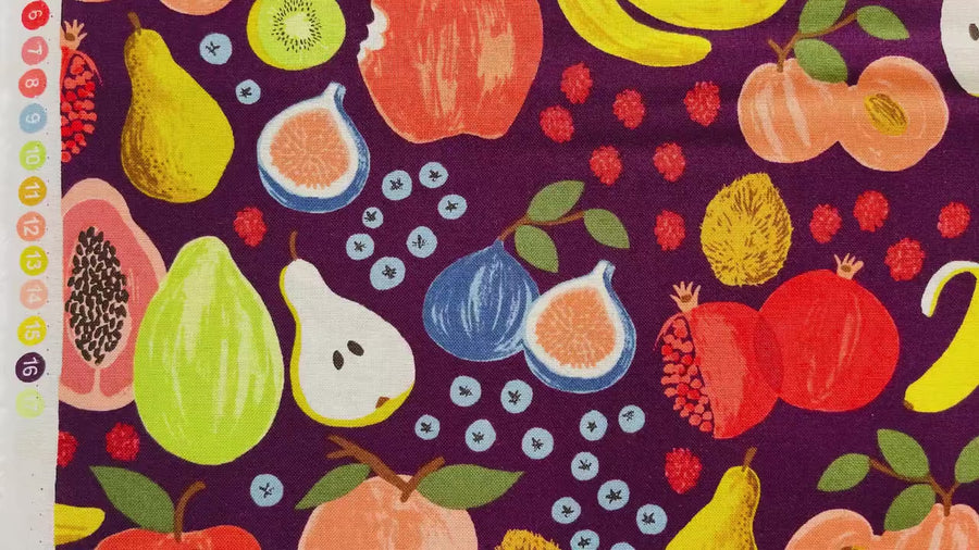 Orchard-Fruit Stand-Burgundy Fabric-Rifle Paper Co-Cotton + Steel-RP1200-BU1