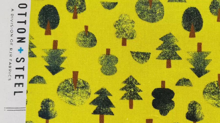 Neko and Tori-Tiny Trees-Avocado Fabric-Itsuko Naka-Cotton + Steel-IN101-AV2