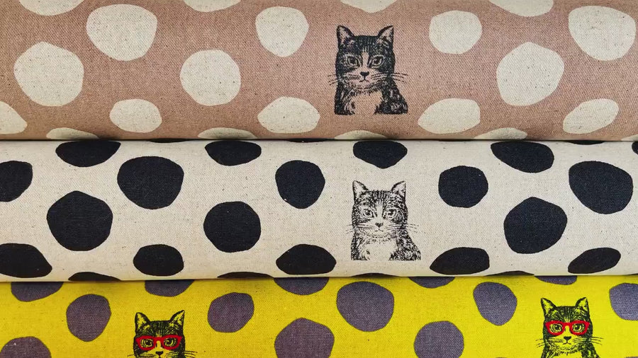 Cat - Cat Cotton Linen Canvas - Echino - Japanese Fabric - EYX 90000-900