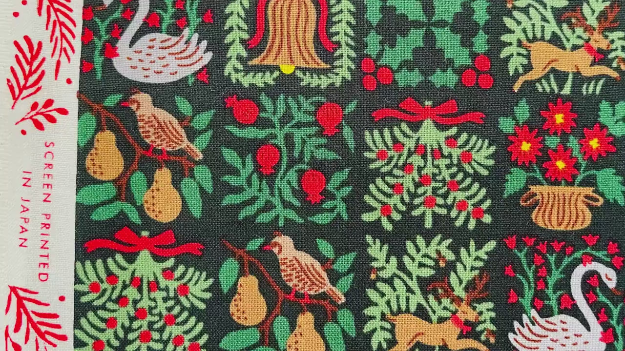 Christmas Cookies-Evergreen Metallic Fabric-Holiday Classics-Rifle Paper Co-Cotton+ Steel-RP617-EV1M