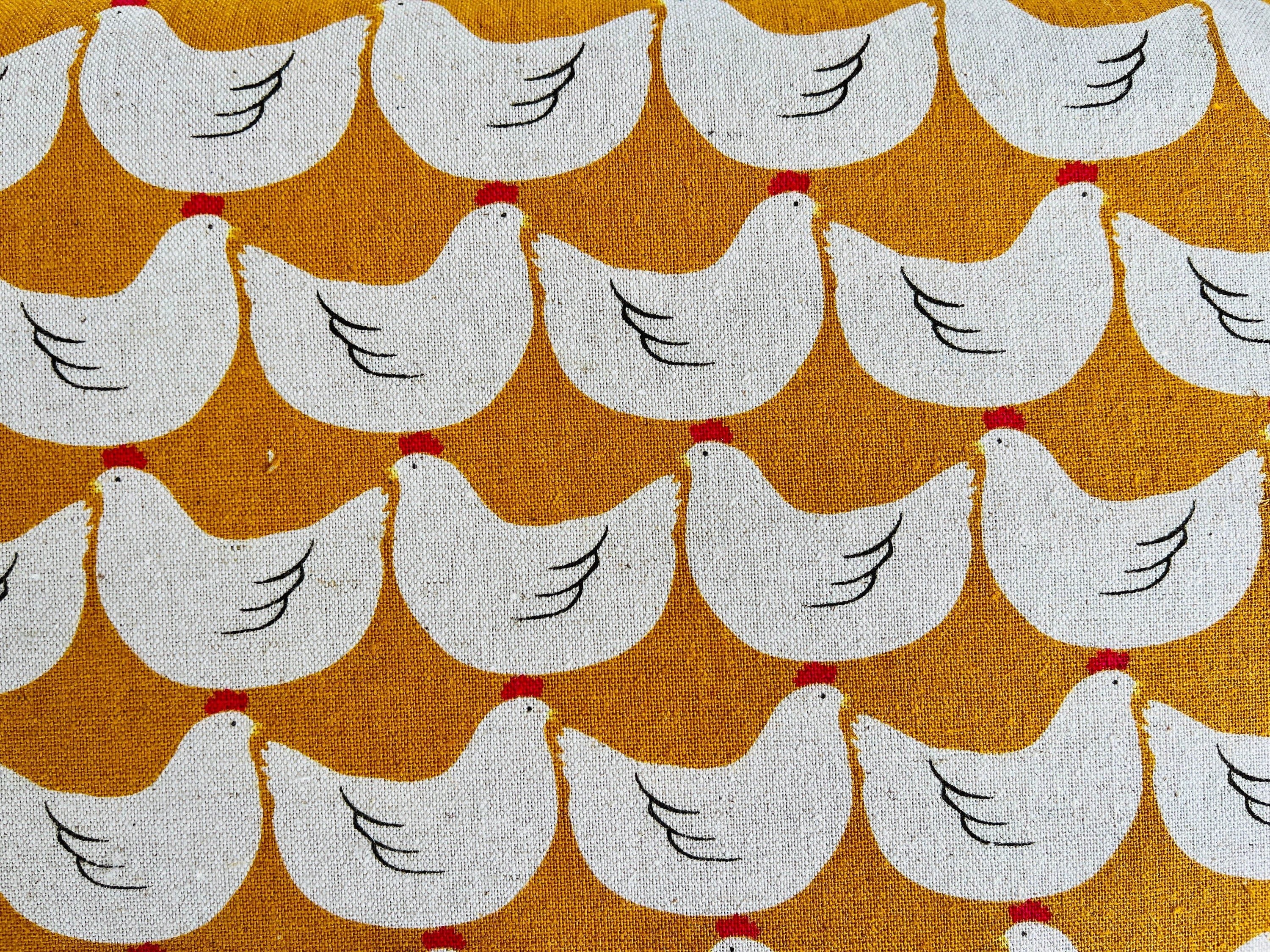 Chicken - Chicken Fabric - Robert Kaufman - Japanese Fabric - Lightweight Canvas Fabric