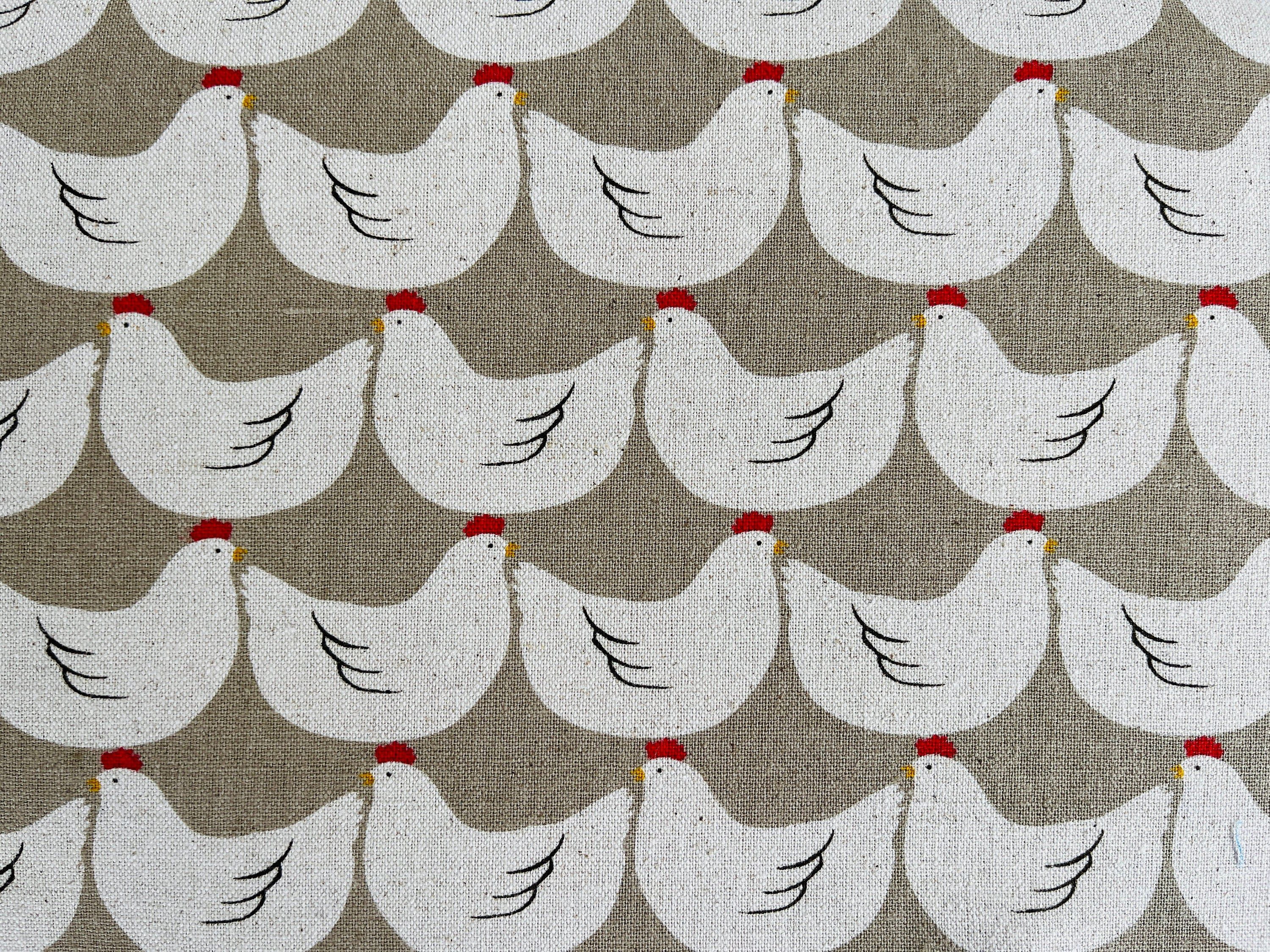 Chicken - Chicken Fabric - Robert Kaufman - Japanese Fabric - Lightweight Canvas Fabric