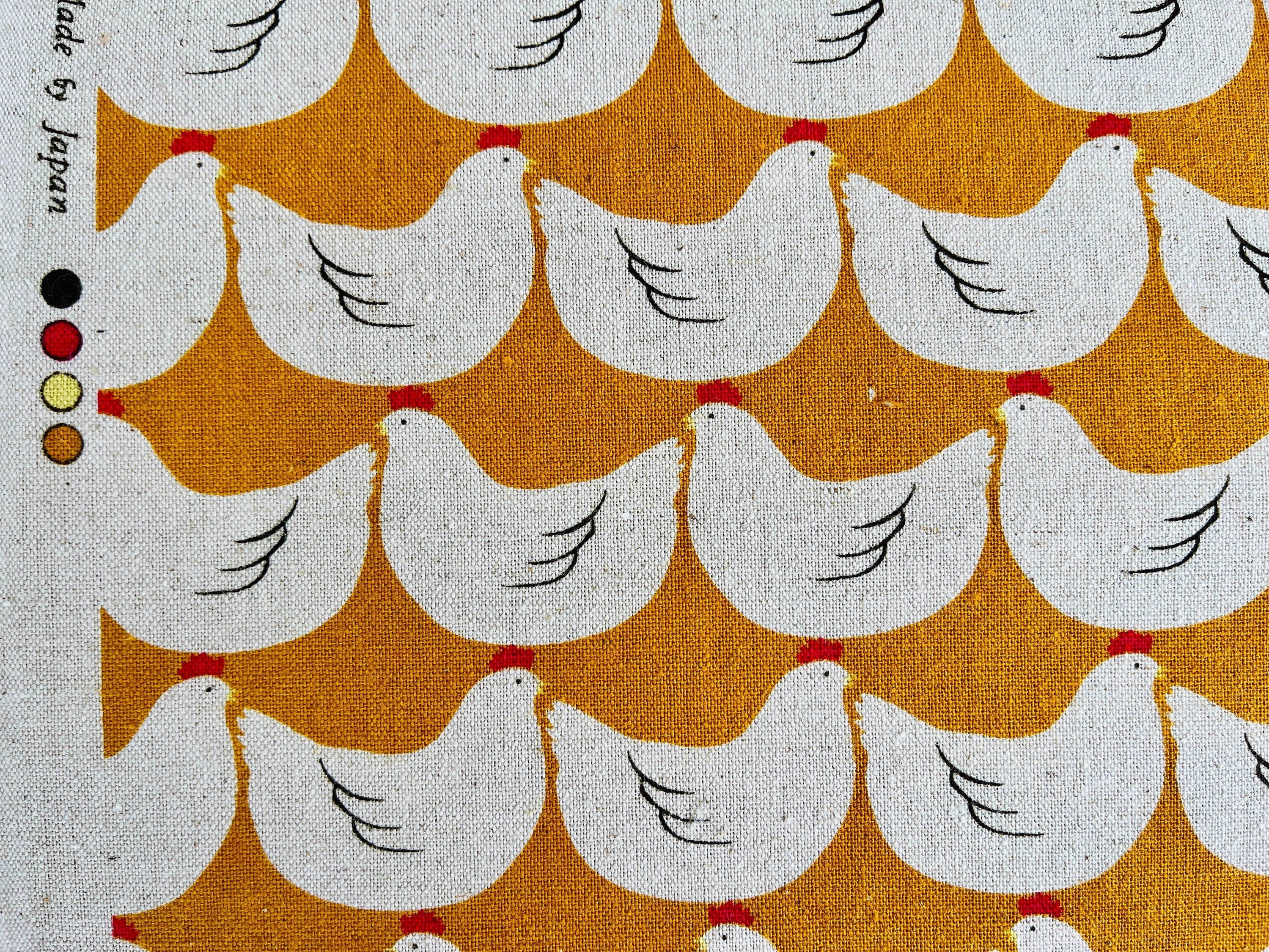 Chicken - Chicken Fabric - Robert Kaufman - Japanese Fabric - Lightweight Canvas Fabric