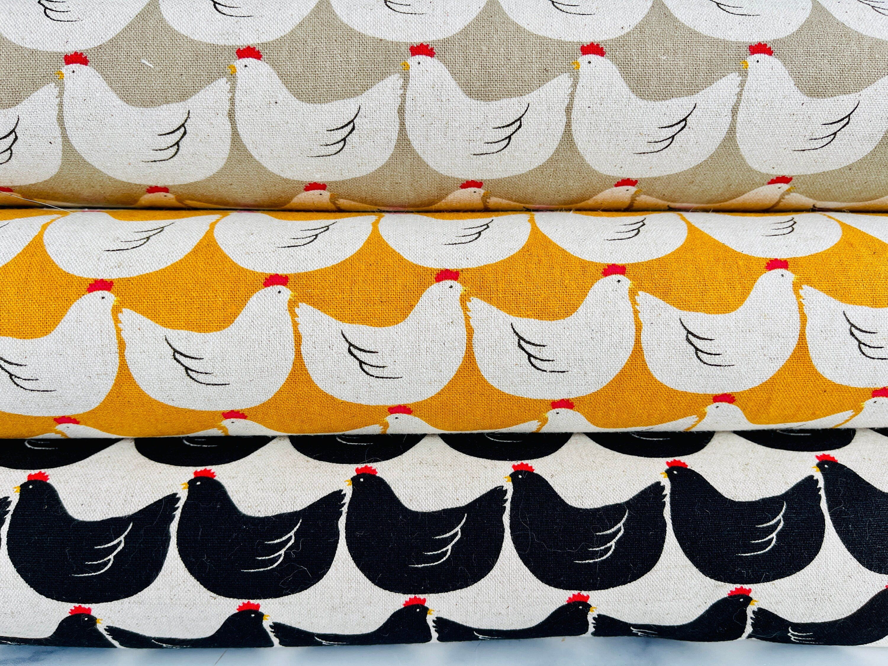 Chicken - Chicken Fabric - Robert Kaufman - Japanese Fabric - Lightweight Canvas Fabric